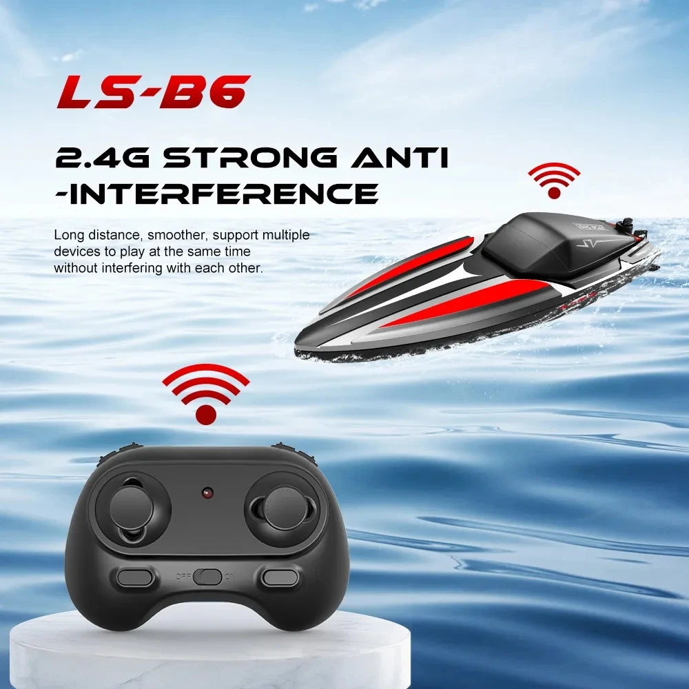 2.4G LS-B6 RC Speedboat Waterproof Dual Motor High Speed Racing Radio Model Electric Boat Outdoor Toys Gifts 14+