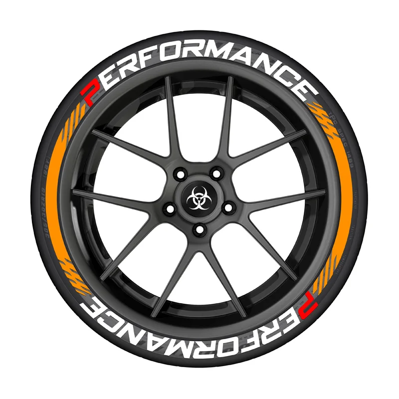 8 PCS For 4 Tire PERFORMANCE Tire Wheel Car Stickers Universal 3D Thick Auto Letters Decals In-One-Piece Car Tire Decor Stickers