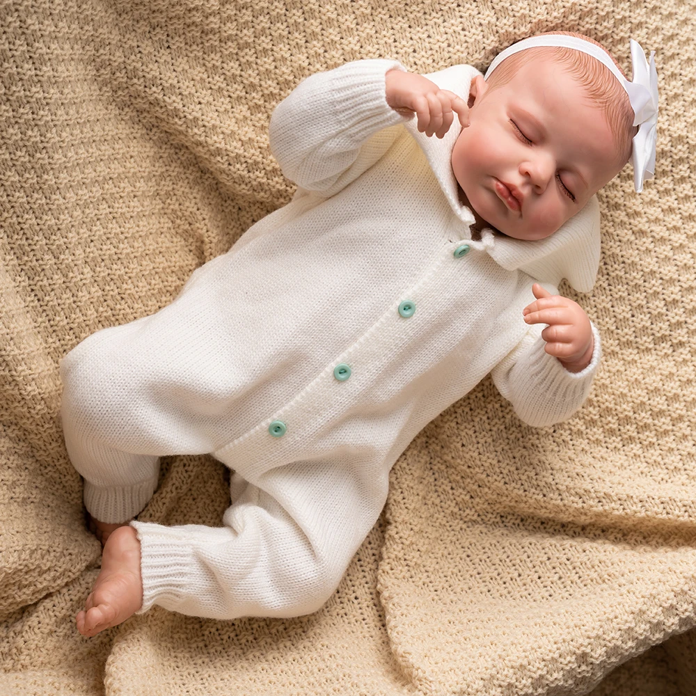 50CM LouLou Reborn Doll Newborn Baby Lifelike Real Soft Touch High Quality Collectible Art Reborn Doll with Hand-Drawing Hair