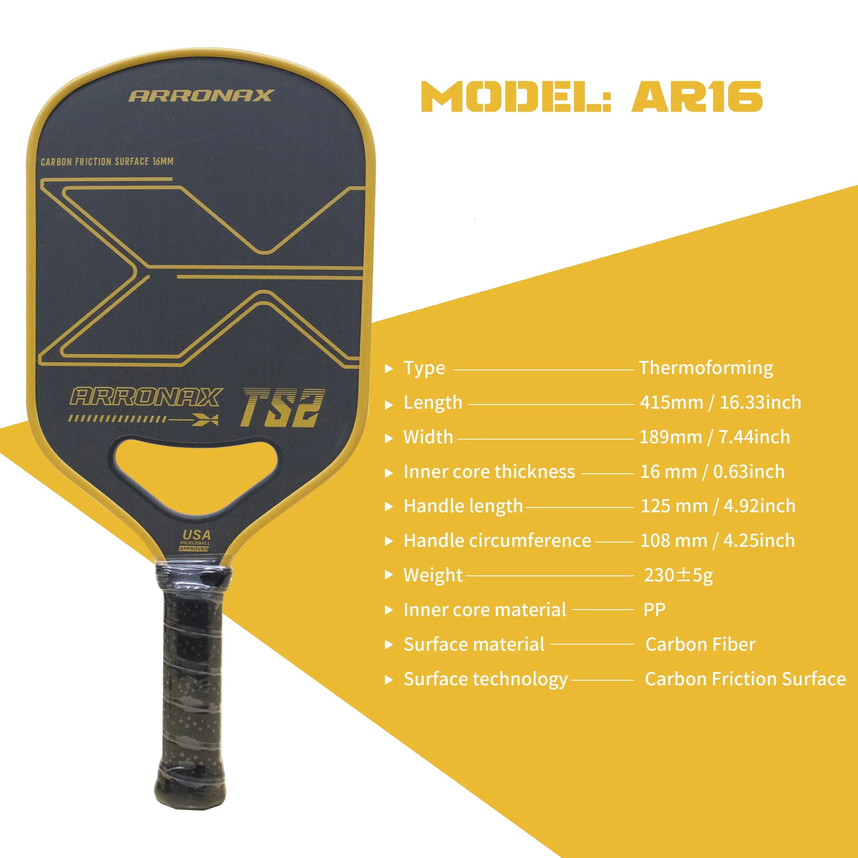 USAPA Composite Pickleball Paddle Rackets for Beginners, Advanced Players, Mid-Weight, New Arrival, 2023