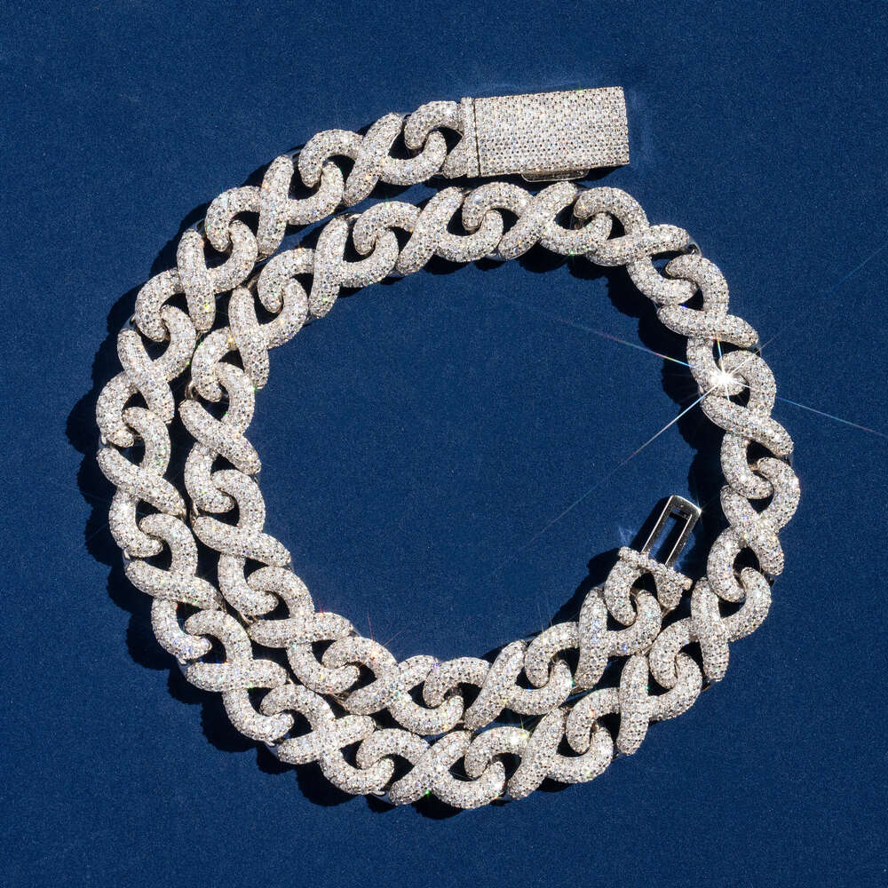 New Design 13mm Fire Jewelry Pass Tester Sier Iced Out Hip Hop VVS1 Moissanite Dia Cuban Link Chain