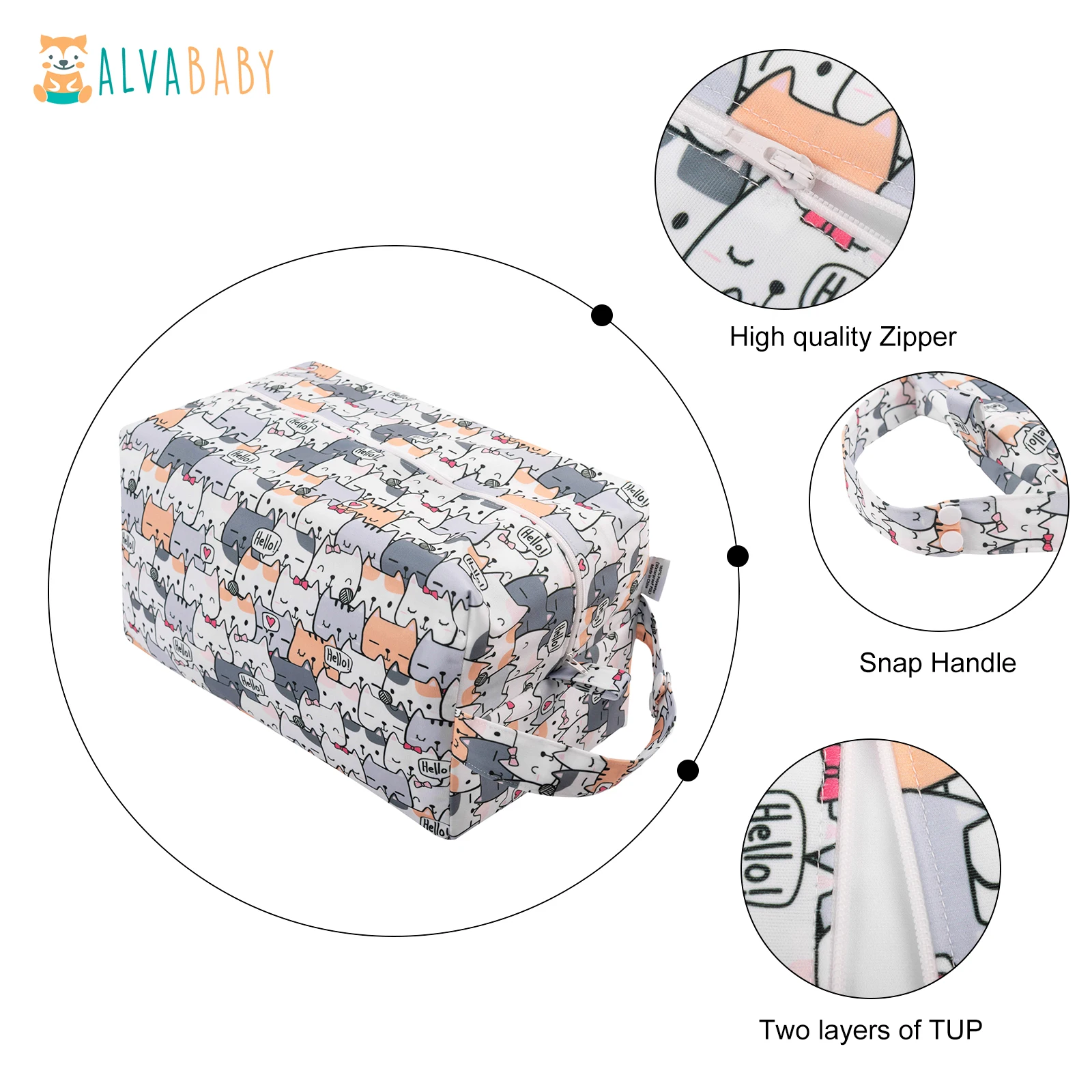 U PICK ALVABABY Diaper Pod with Double TPU Layers Cloth Diaper Bag Reusable Diaper Bag Waterproof Nappy Bag