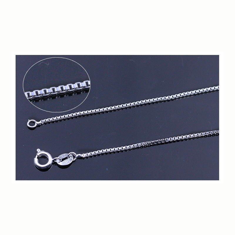 wholesale 925 Sterling Silver 0.8mm Box Chain Necklace for Women Girls Kids Children 40cm/45m DIY Jewelry kolye collares collier