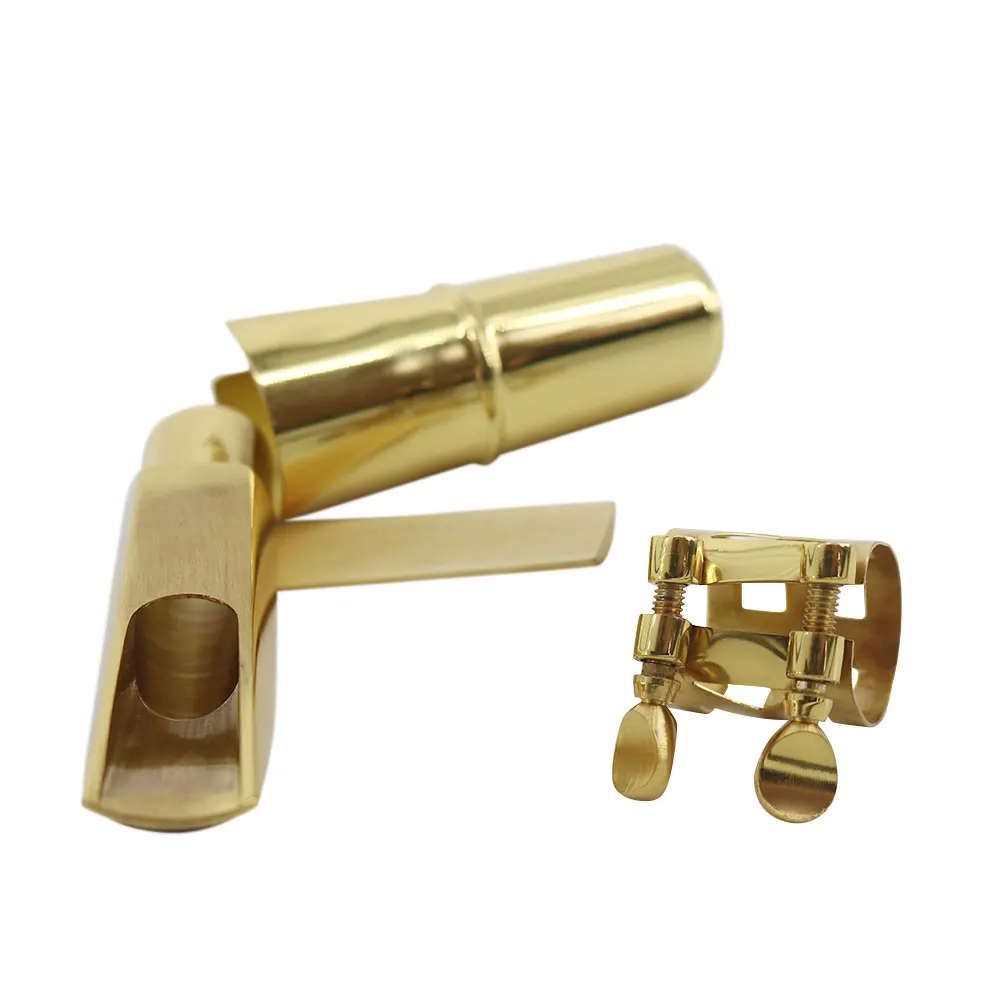 Muslady 7C Tenor Saxophone Mouthpiece Musical Instrument Accessories Brass Material with Reed Cap Buckle Patch