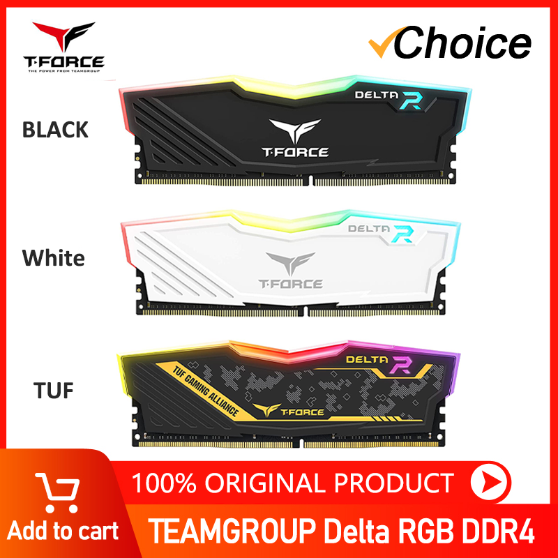 TEAMGROUP Delta RGB DDR4 8GB 16GB 32GB 3000 3200 3600MHz Desktop Gaming Memory Module Ram White/Black/TUF