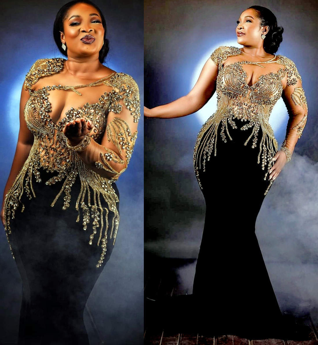 2024 Aso Eb Black Mermaid Prom Dress Beaded Crystals Velvet Evening Formal Party Second Reception Birthday Engagement Gowns Dresses Robe De Soiree ZJ3
