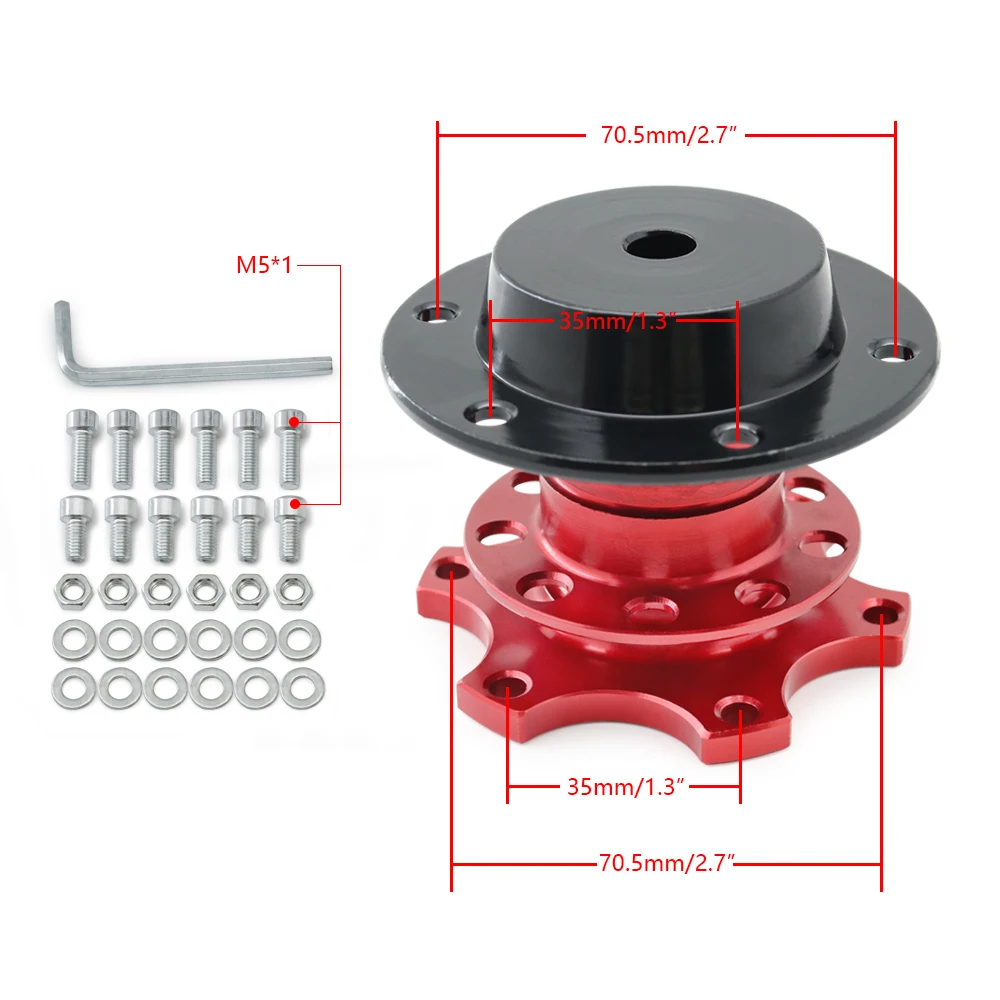 Universal Aluminum Steering Wheel Quick Release Hub Adapter For 6 hole Steering Wheel Removable Snap Off Boss Kit