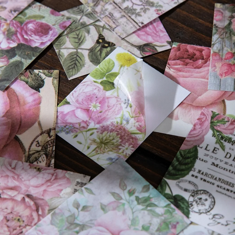 Mr. Paper Vintage Floral Coils Washi Paper Stickers Book Hand Account Background Material Stickers Stationery 50pcs/book