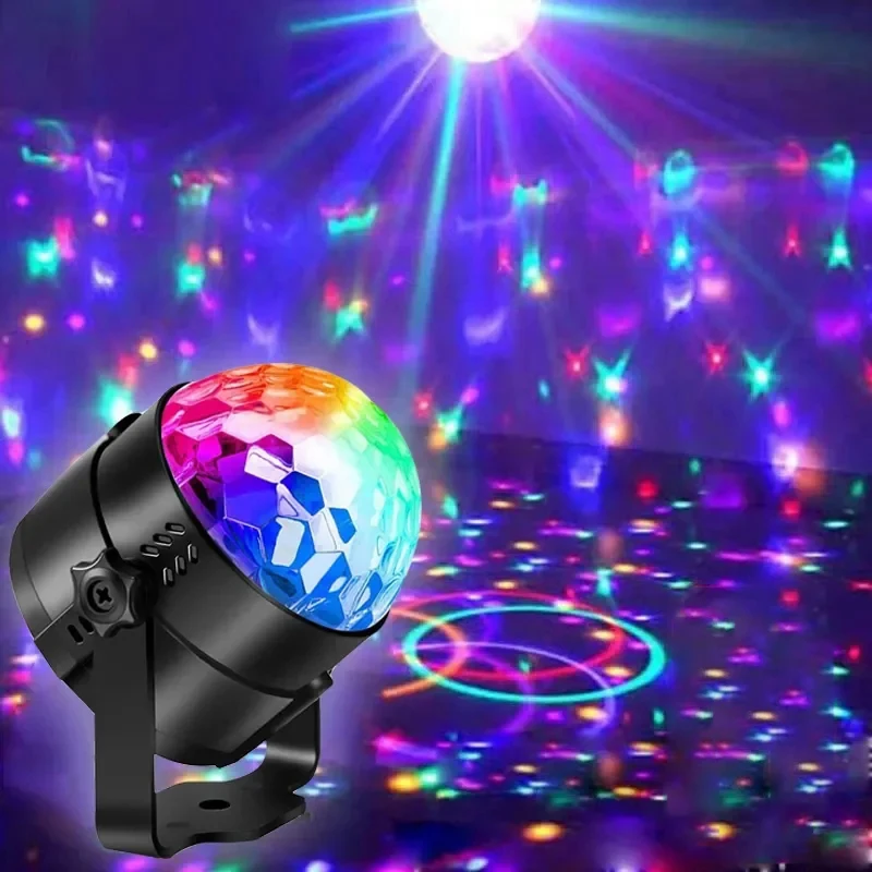 LED Party Stage Lights Disco Ball Sound With Remote Control Dance Rotating Magic Atmosphere Lamp Party Club DJ Show Lamp