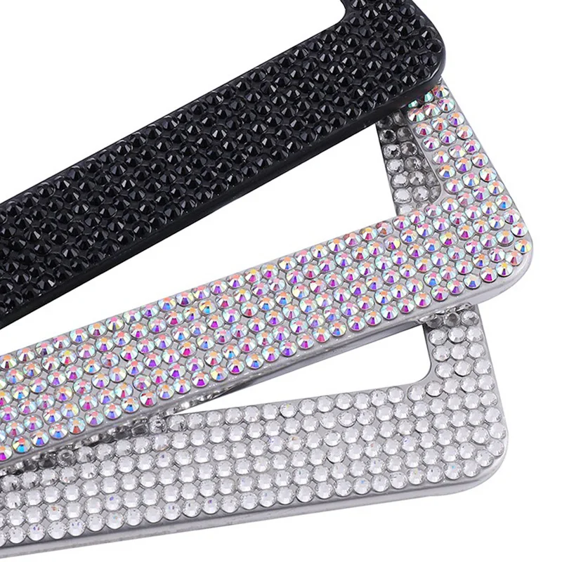 Hot US Model License Plate Frame Bling Crystal Women License Plate Frame License Cover Holder Rhinestone Car License Frame