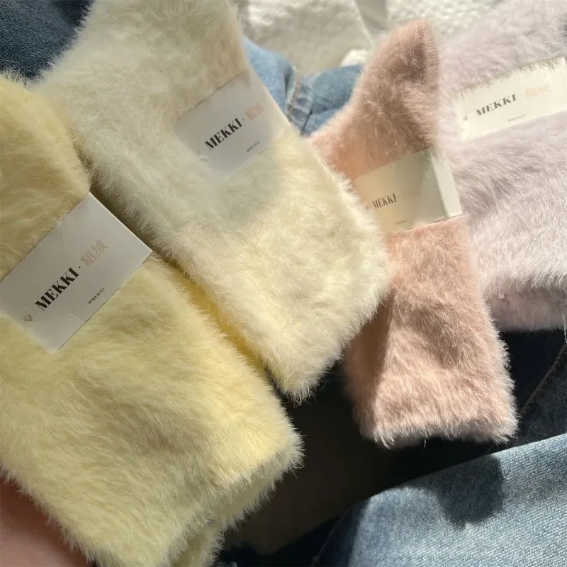 pairs Mink Fleece Super Soft Socks Women Solid Winter Warm Thicken Coral Plush Sock Thermal Snow Home Sleep Floor Kawaii Sox 5