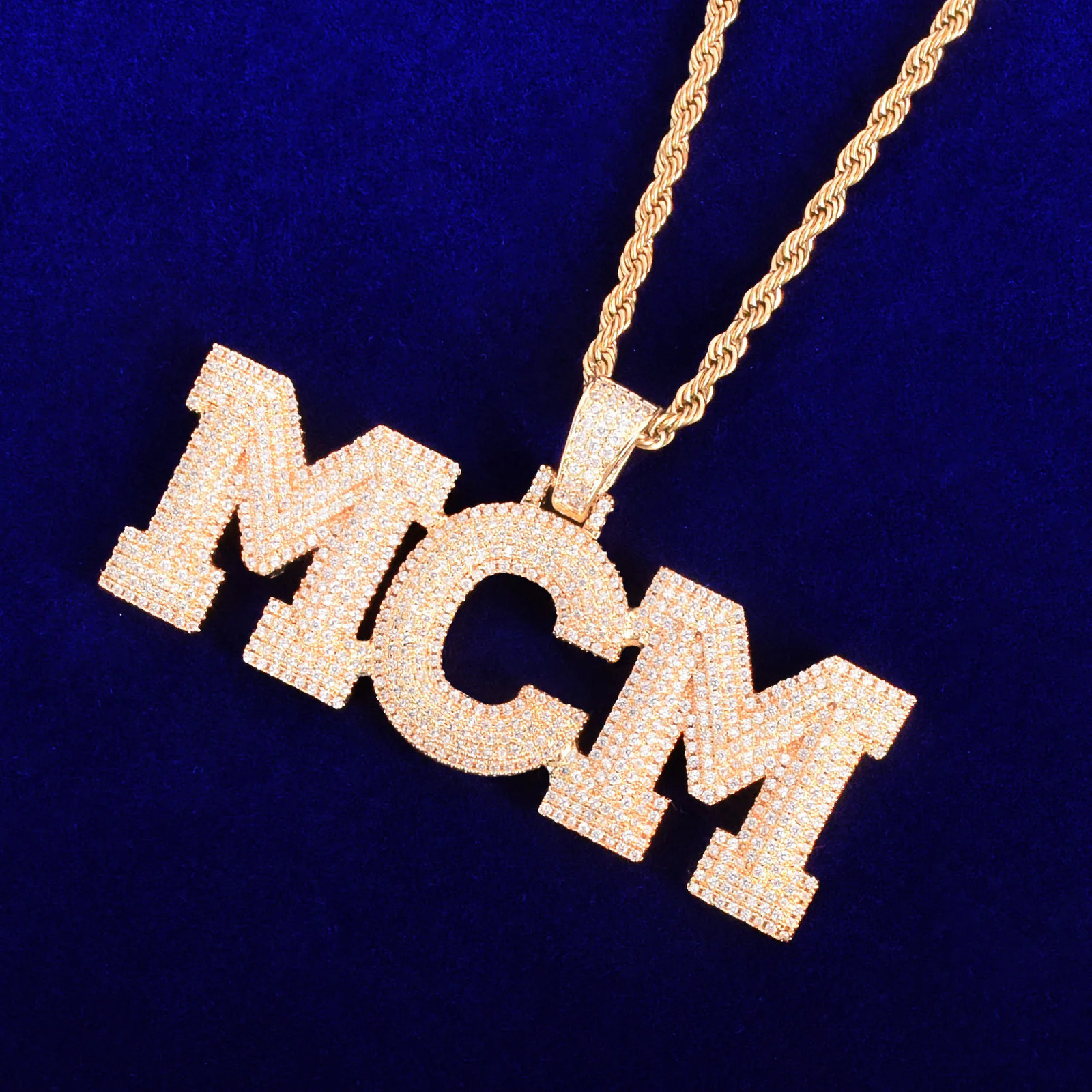 Bubble Letter Custom Name Necklace for Men Personalized Pendant Cubic Zircon Gold Plated Hip Hop Rock Jewelry Trend 240520