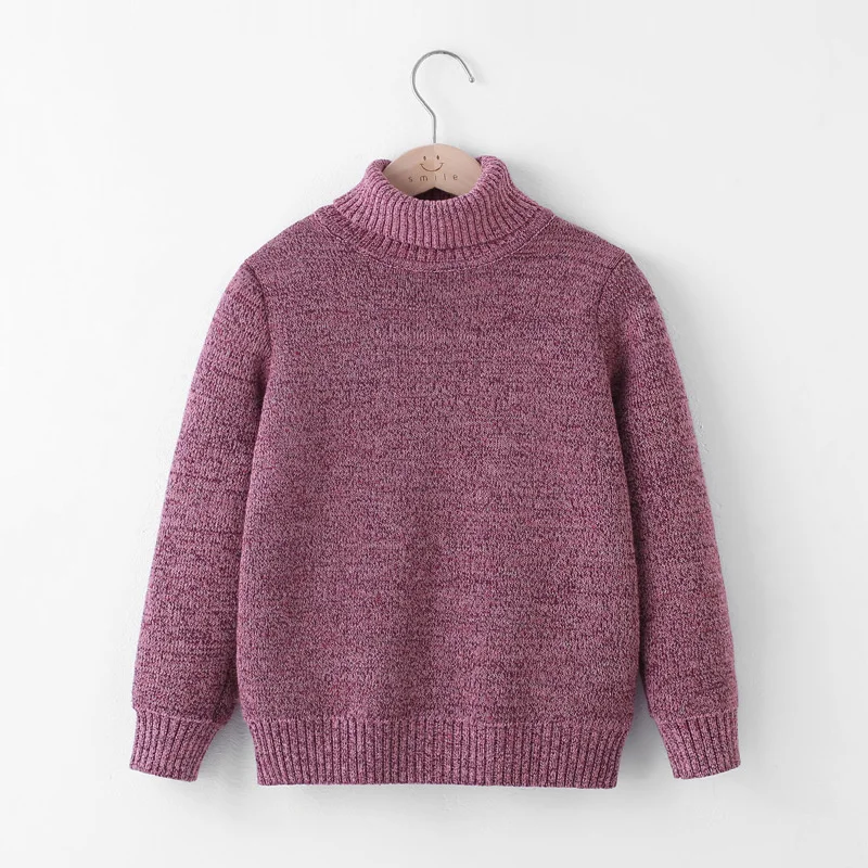 Kids Thickened Sweater Baby Solid Bottoming Shirt Boys Girls High Neck Sweater Children Winter Warm Top Clothes 3-10 Years Old