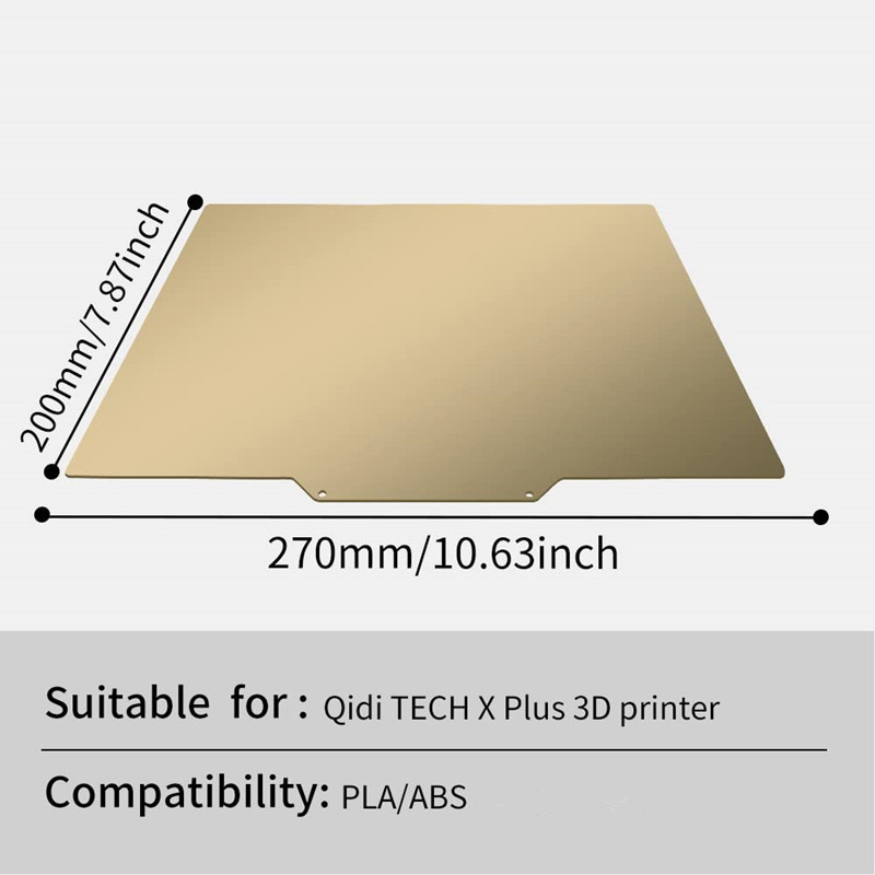 ENERGETIC Qidi X-Plus PEI Build Plate Textured/Smooth PEI Spring Steel Magnetic Hot Bed 270x200mm, Gold