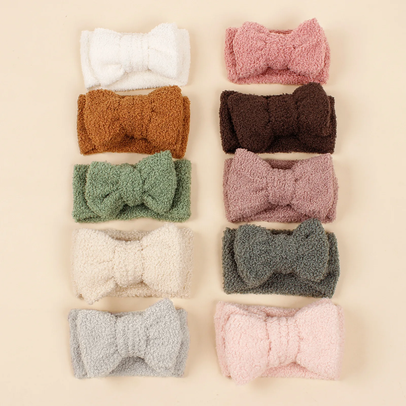 Winter Teddy Fabric Headband Baby DIY Big Bows Turban Newborn Winter Warm Large Bow Turban Headwrap Baby Girl Wide Kids Headwear