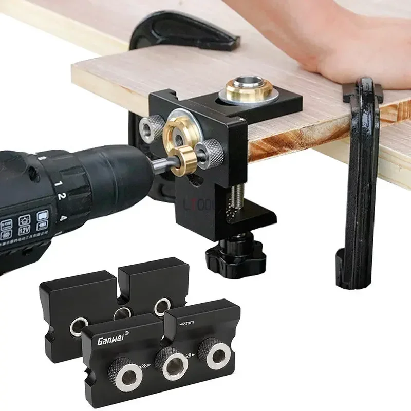 New Woodworking Pocket Hole Jig 3 in 1 Adjustable Doweling Jig with 6/8/10/12/15mm Drill Bit Drilling Guide Locator Puncher Tool