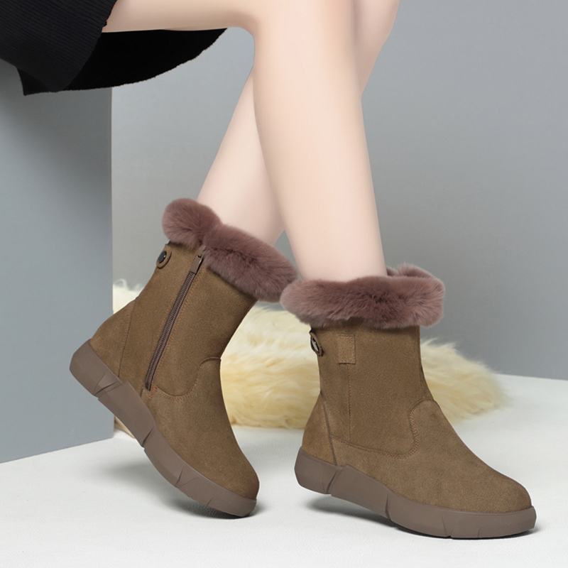 AIYUQI Snow Boots Women Fur 2024 Winter New Genuine Leather Women Winter Boots Wool Warm Non-slip Women booties