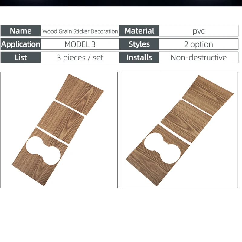 Central Control Panel Sticker For Tesla Model 3 2017-2020 Wood Grain Car Accessories Interior Protective Model Three