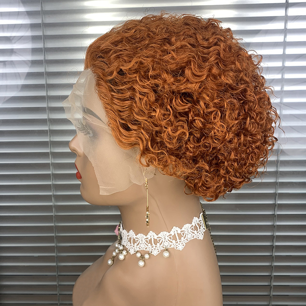 6 inch Wholesale of Real Human Hair Wigs 13x1 Lace Wig Pixie Curly Wig Short Curly Hair Gradient Colors With Multiple Colors Wig