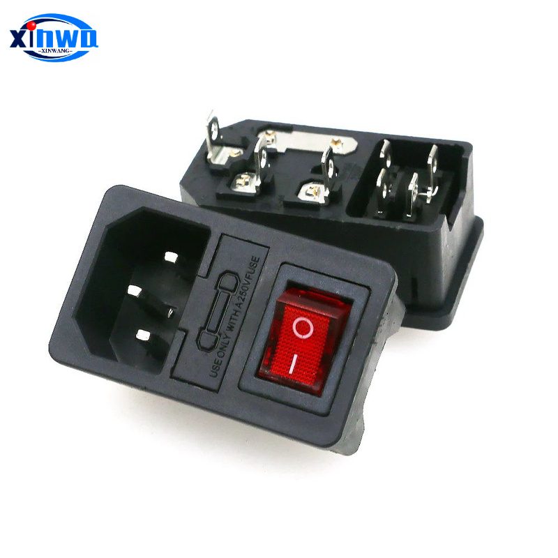 Wholesale AC250V Power Socket 10A Fuse IO Switch Plug Coin Pusher Pinball Arcade Claw Crane Vending Machine Cabinet Accessories