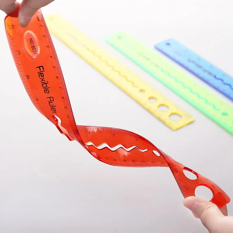 2 Pcs Soft Ruler multicolour student flexible ruler tape measure 30cm Straight Ruler Office School supplies