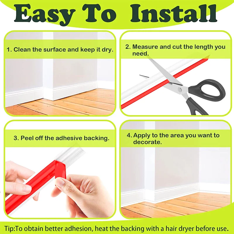 3/5M 1 Pack Self-adhesive Wall Corner Skirting Line Molding Ceiling Caulk Internal Strip Edge Trim Strip Home Decorative Supply