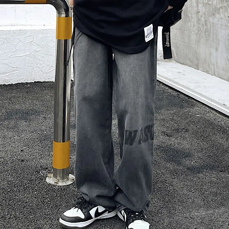 High Street Jeans Straight Leg Loose Flare Pants Trousers For Men Mens Designer Clothes Y2k Men's Cargo Style Pant Male Man Wide