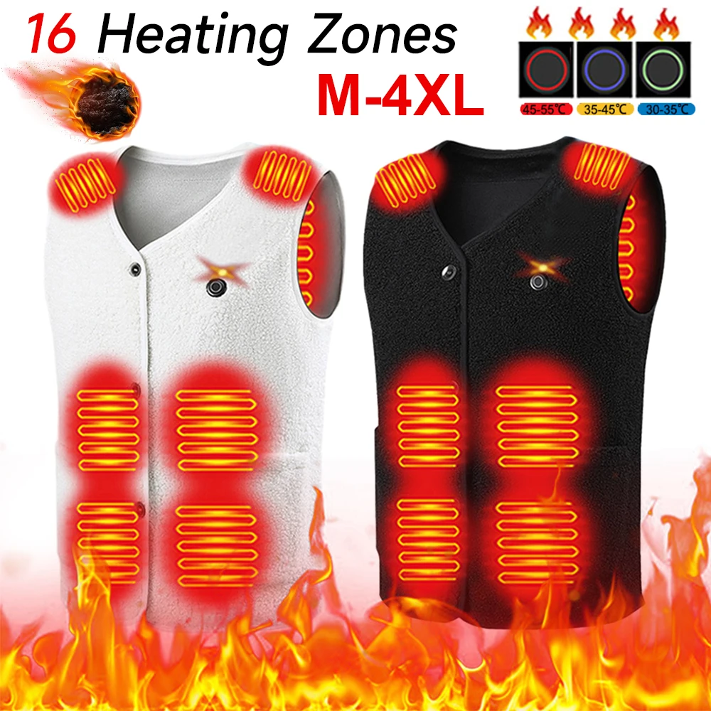 16 Areas Heated Vest Men Jacket Heated Winter Womens Electric Usb Heater Tactical Jacket Man Thermal Vest Body Warmer Coat M-4XL