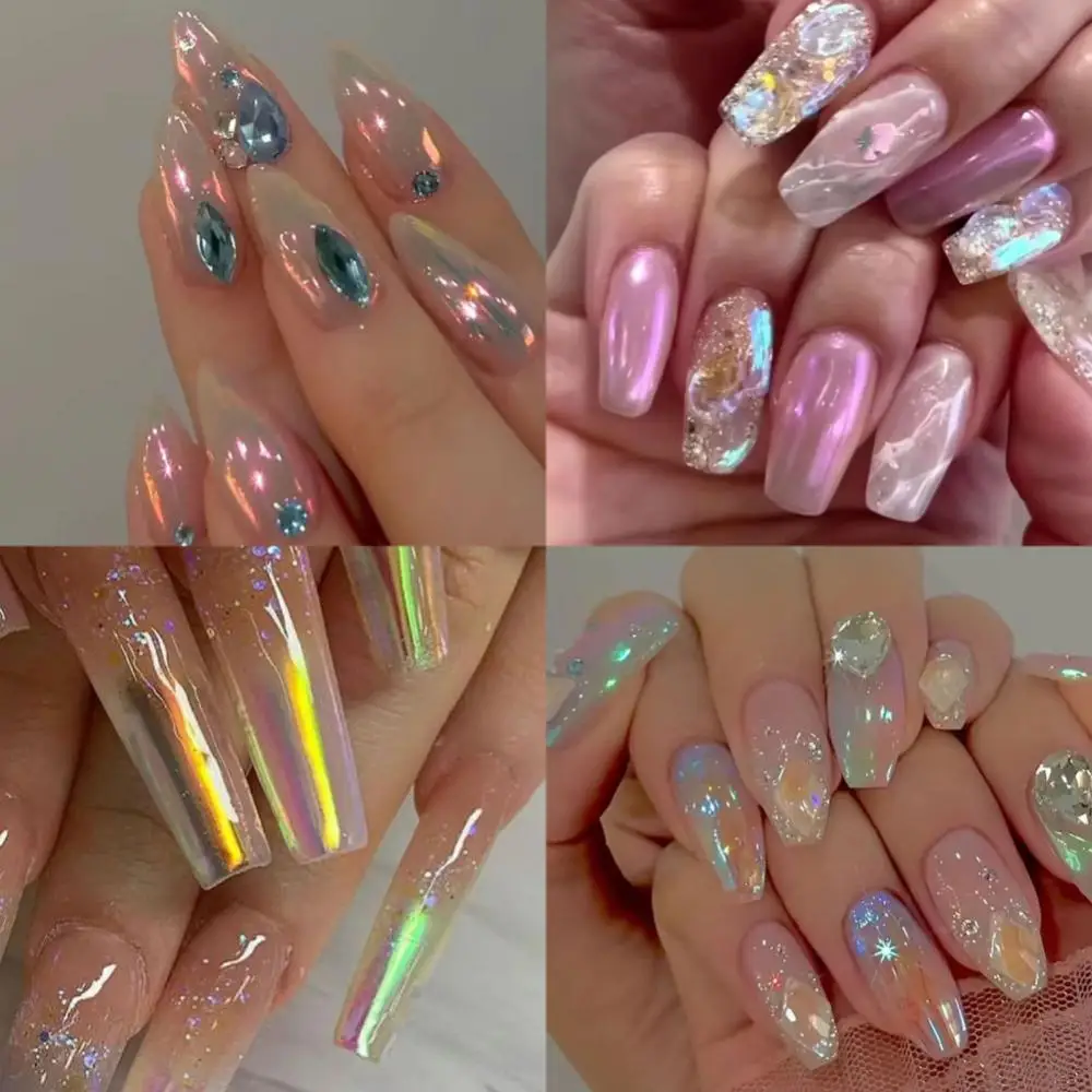 Chrome Liquid Manicure Glitter Powder Nail Supplies Liquid Mirror Powder No Dust 5ml Nail Art 12 Color Aurora Powder