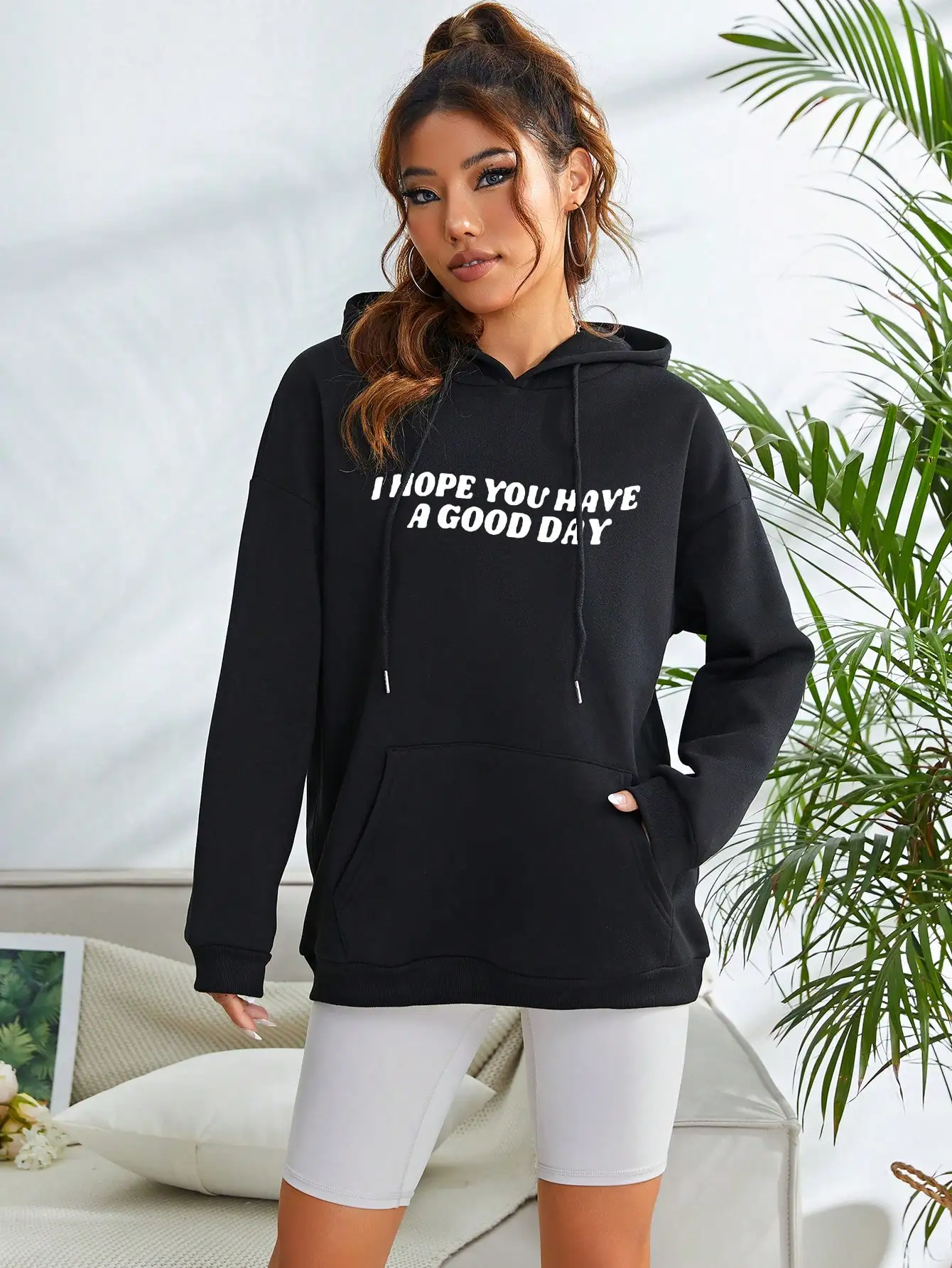 It's A Good Day To Have A Good Day Funny Pattern Woman Pullovers Autumn Pocket Hoodie Casual Comfortable Hoody Female Sportswear