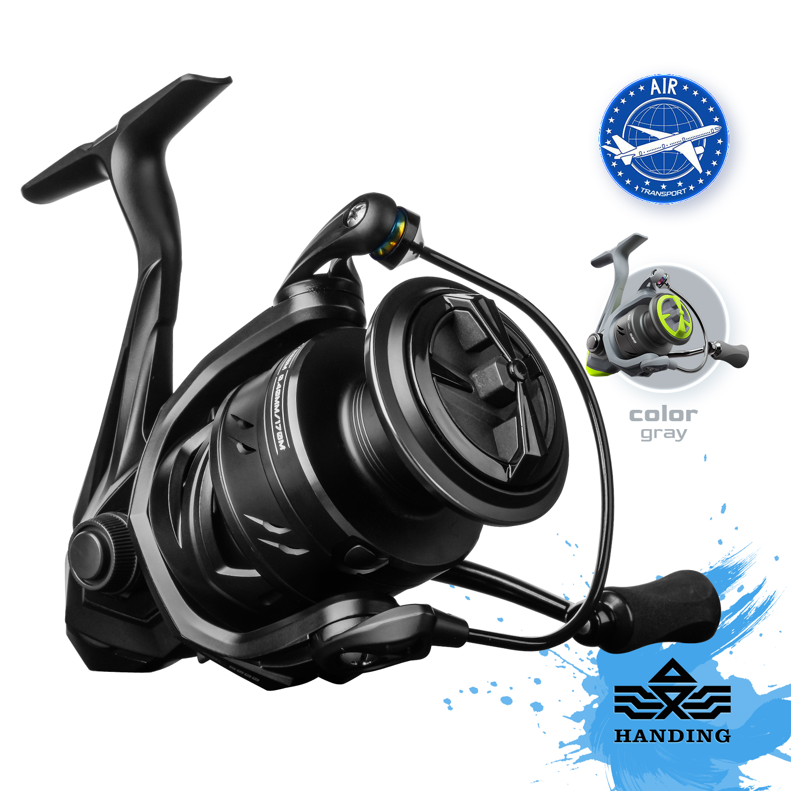 HANDING M1 Spinning Reel Graphite Reel, 12kg Max Drag, 9 + 1 Ball Bearings, 5.2:1 Gear Ratio, All Purpose Fishing Spinning Reel