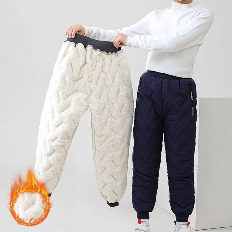Winter Boys Girls Warm Down Pants Children High Quality Thicken Trousers Teens Boy Girl Trousers Kids Waterproof Ski Pants