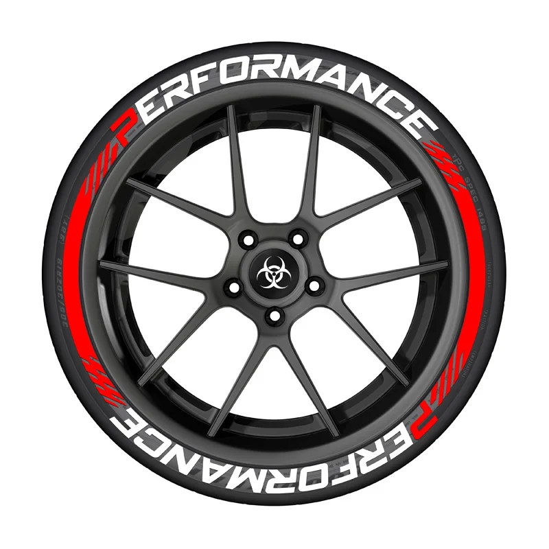 8 PCS For 4 Tire PERFORMANCE Tire Wheel Car Stickers Universal 3D Thick Auto Letters Decals In-One-Piece Car Tire Decor Stickers