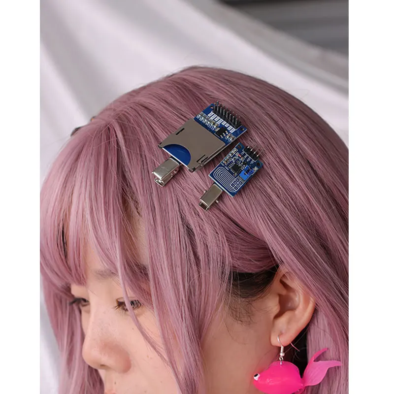 Gothic Cyberpunk Circuit Board Hairpin Eye Heart Butterfly Pendant Side Clip for Women Cool Girl Punk Trendy Y2K Jewelry HUANZHI