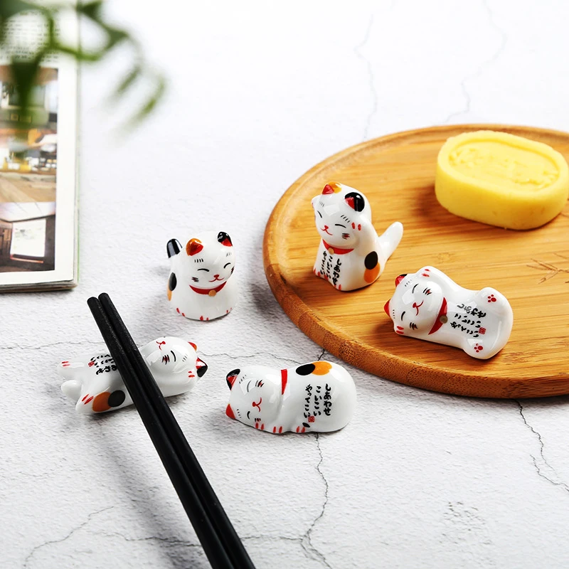 Cute Cat Ceramic Chopsticks Holder Stand Japanese Style Home Kitchen Tableware Decor Craft Fine Design Owl Chopstick Rest