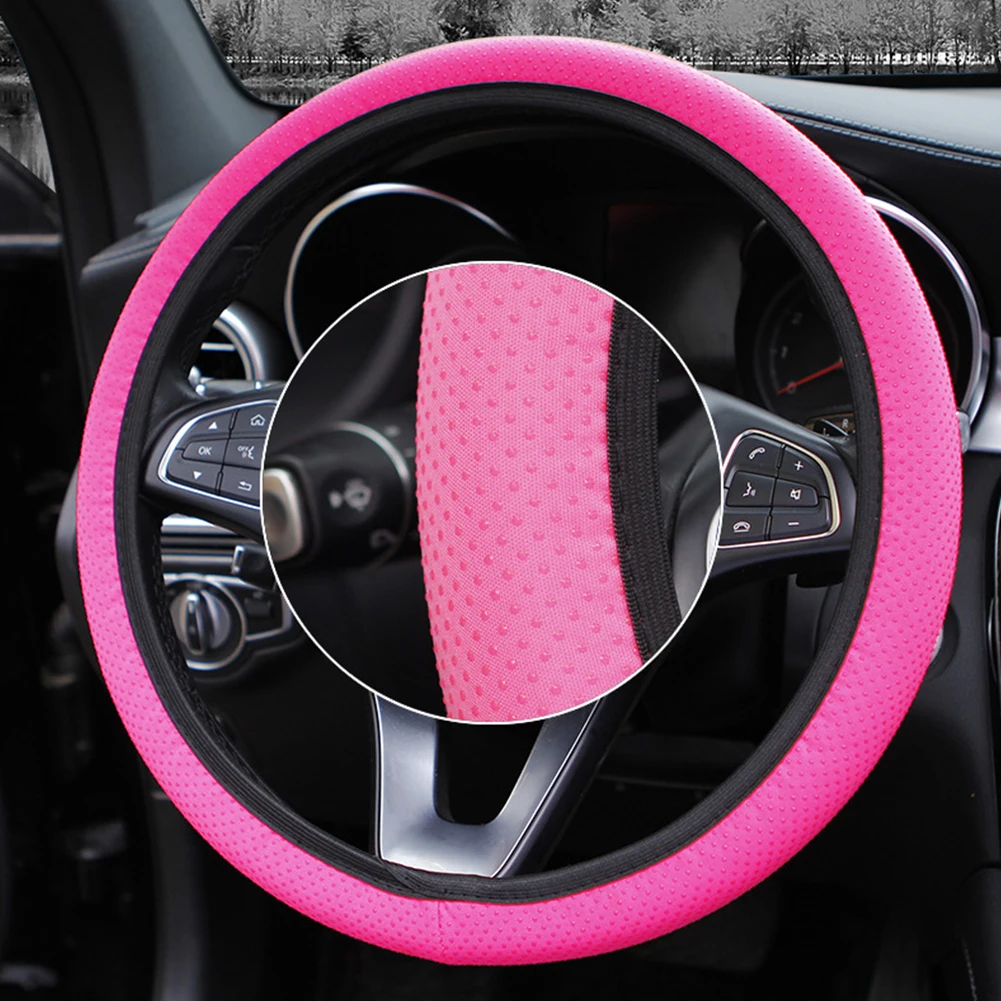 cm Car Decor Steering Wheel Cover Interior Parts Protector Replacement Universal Knitted fabric styling Anti Slip covers 5
