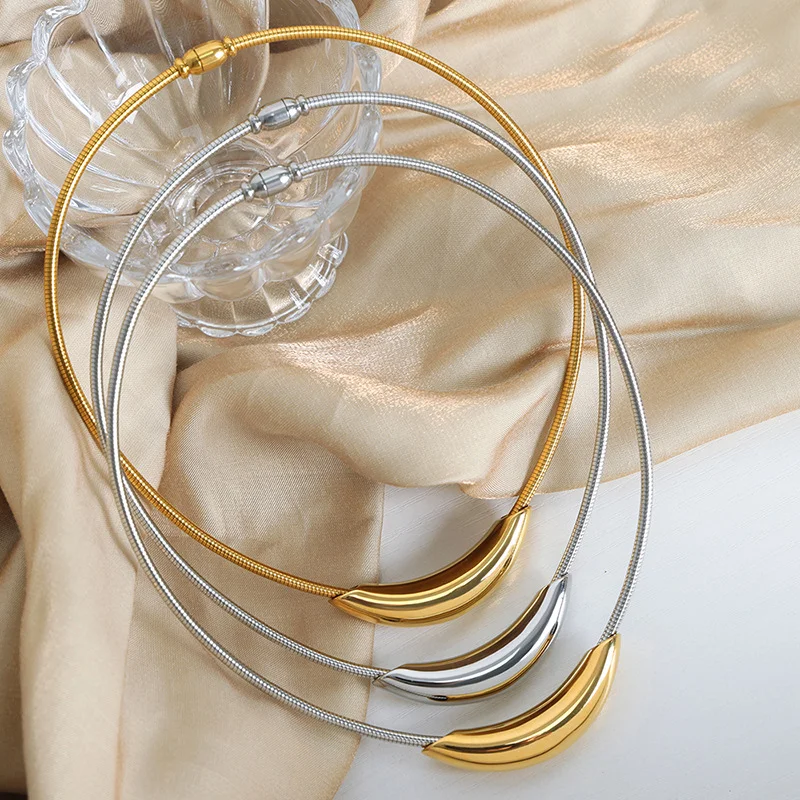 Modern Jewelry One Layer Metallic Wire Geometric Pendant Choker Necklace For Women Girl Party Gift Hot Sale Accessiries