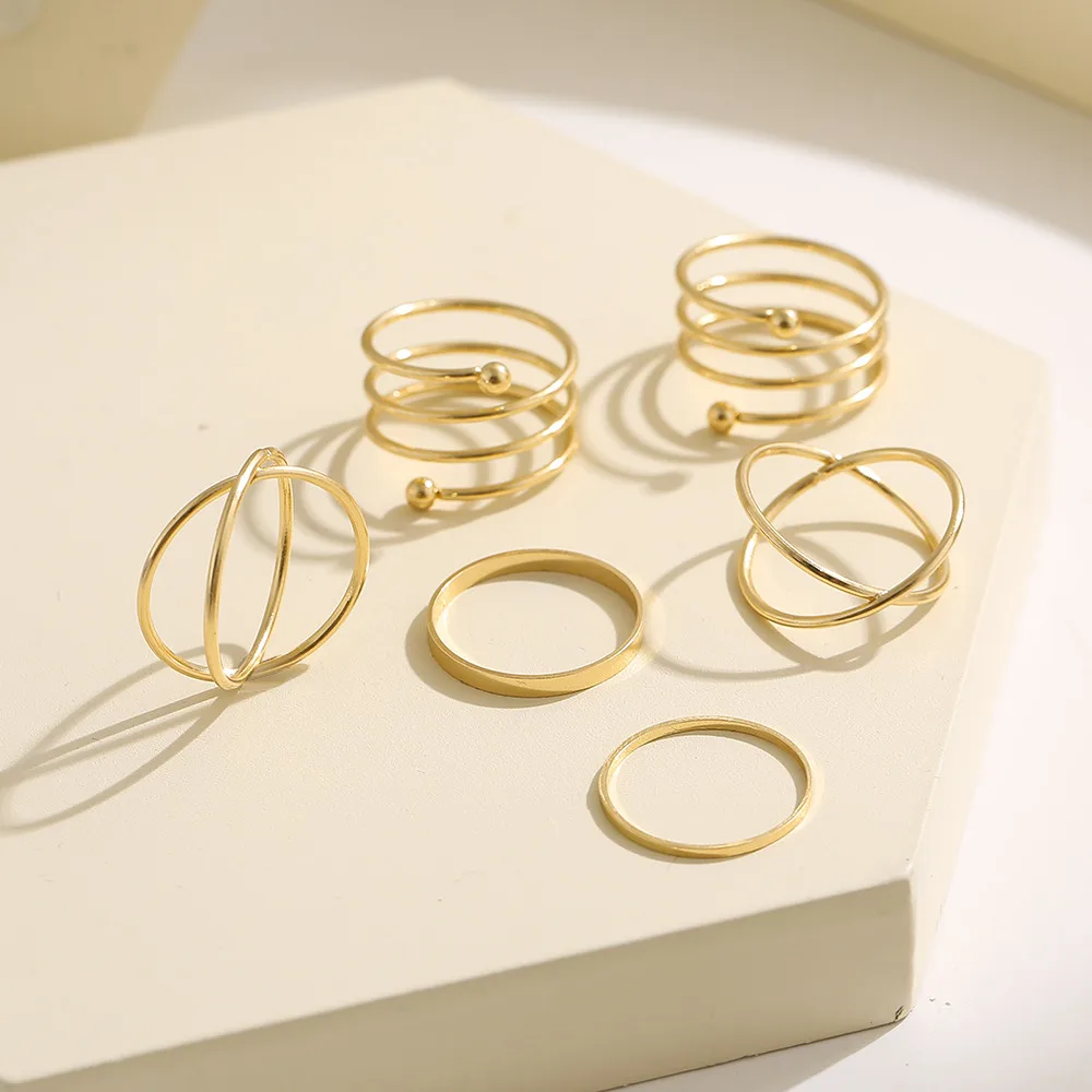 Vintage Gold Color Butterfly Rings Set for Women Girls Geometric Knuckle Joint Stacked Finger Matching Ring DIY Party Jewelry