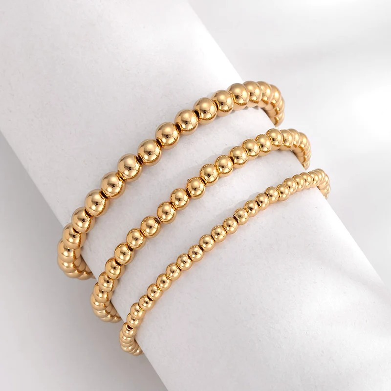 Obega Handmade Gold Color Beads Bracelets Set 7 Pcs Stretch Women Trendy Bracelets Vintage Girls Party Boho Jewelry