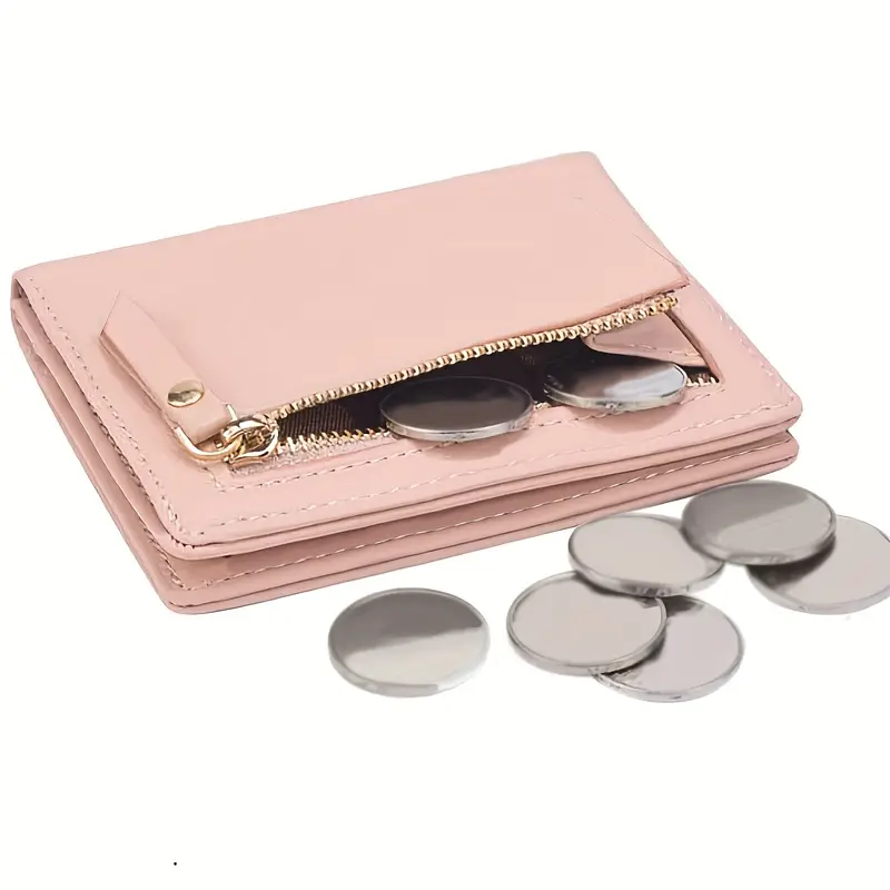 Women's simple letter bifold short wallet, thin solid color versatile credit card holder, casual and fashionable clutch