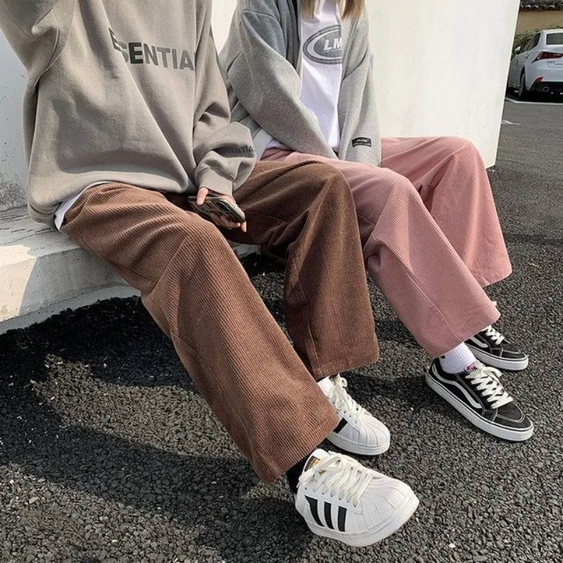 Deeptown Vintage Corduroy Pants Women Japanese Y2k Brown Sweatpants Loose Harajuku Pink Oversized Trousers Autumn Casual Korean