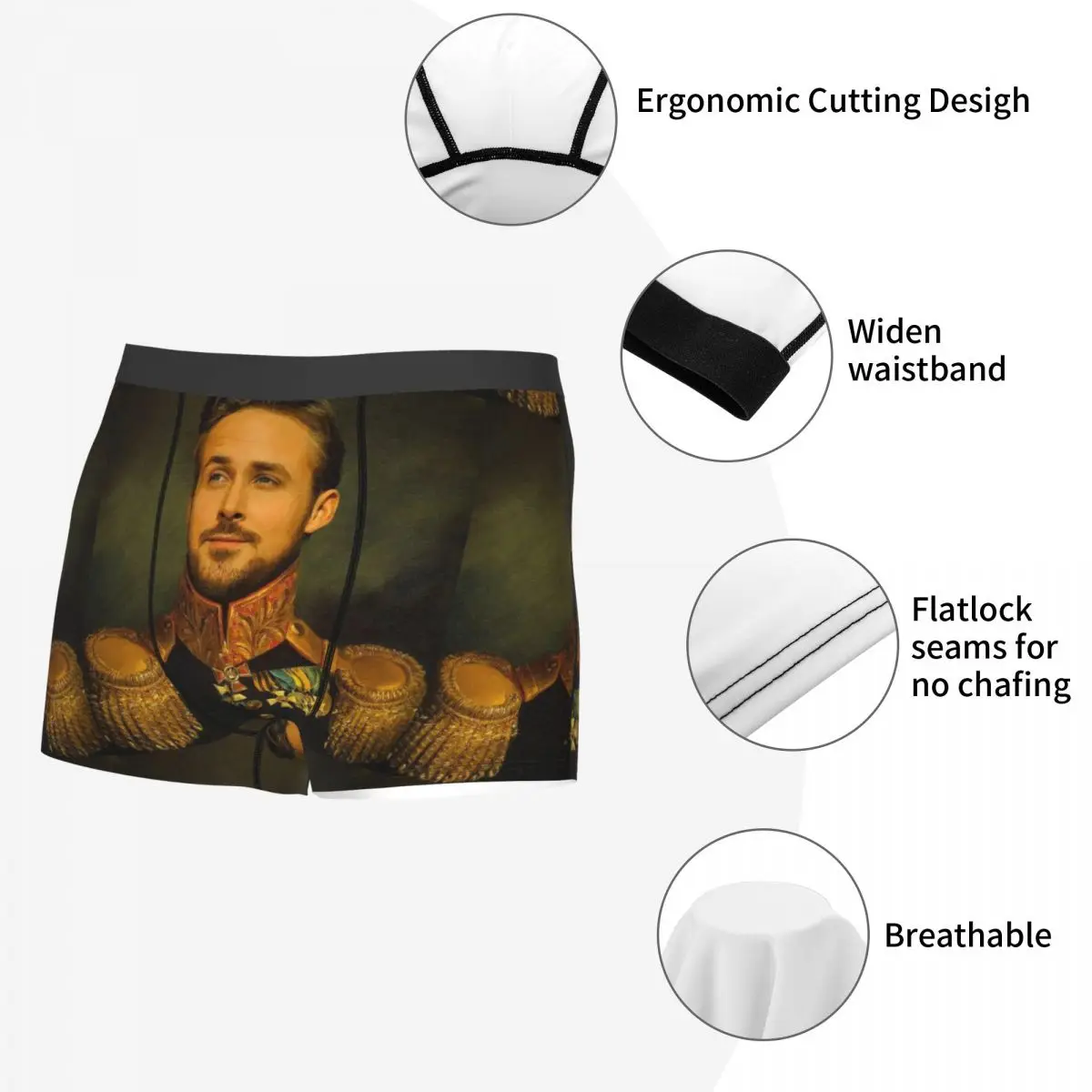 Ryan Gosling Movie Men's Long Underwear Boxer Briefs Shorts Panties Funny Soft Underpants for Male Plus Size