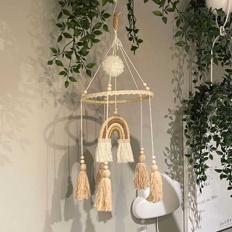 Mobiles# Baby Crib Mobile Rattle Toys Handmade Boho Rainbow Star Tapestry Bed Bell Wind Chime Rattles Newborn Kids Nursery Bedroom Decor Q240525