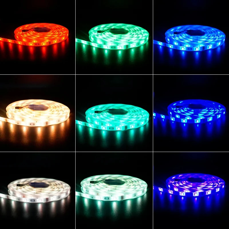 RGB LED Light Strip 5M 12V SMD5050 Waterproof Flexible LED Lamp Tape Diode For Living Room Bedroom Party Bar Decoration