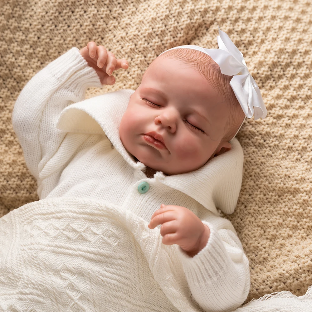 50CM LouLou Reborn Doll Newborn Baby Lifelike Real Soft Touch High Quality Collectible Art Reborn Doll with Hand-Drawing Hair