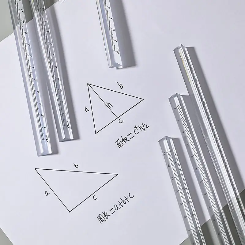 15cm /20cm Interesting Transparent Triangular Straight Ruler Stationery School Supplies Refractable Light