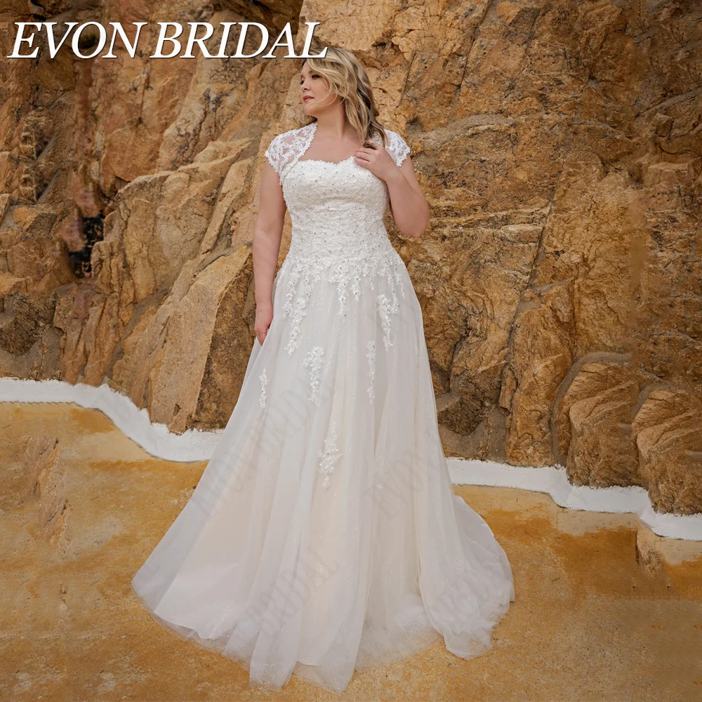 EVON BRIDAL Exquisite Wedding Dresses Plus Size Sweetheart Lace Up Bride Gowns A-Line Light Champagne Applique vestidos de novia