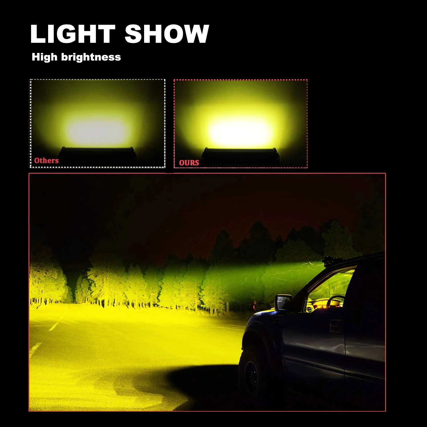 ANMINGPU 4" 7" 72W 144W Yellow LED Light Bar for Car Truck Boat 4x4 Tractor Spotlight LED Work Light Bar Offroad LED Bar 12V 24V