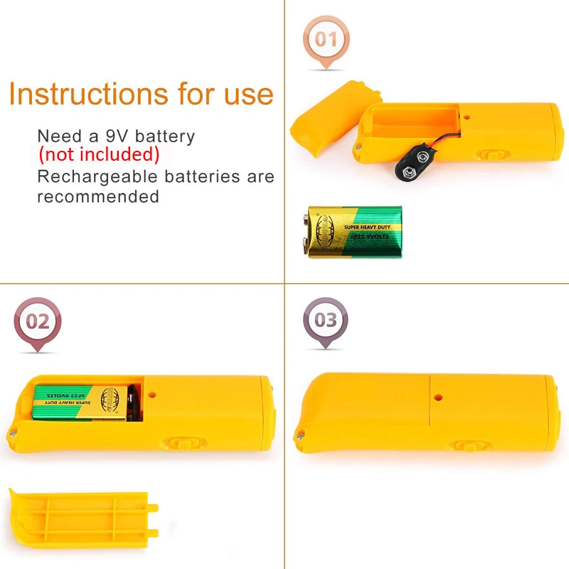 3 in 1 Dog Repeller Anti Barking Device Ultrasonic Dog Repeller Stop Bark Control Training Supplies with LED Flashlight