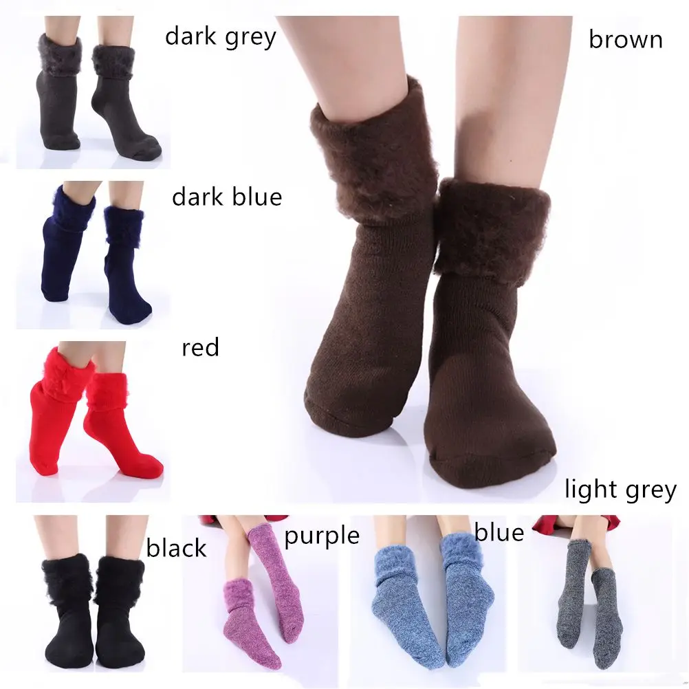 Mens Womens Extra Thick Fleece Brushed Thermal Socks Soft Warm Winter Stocking